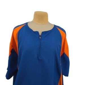 Boombah Pullover Windshirt Mens 3XL Blue Orange Quarter Zip Short Sleeve‎